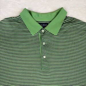 Austin Reed London Green Striped 100% Double Mercerized Cotton Polo XXL